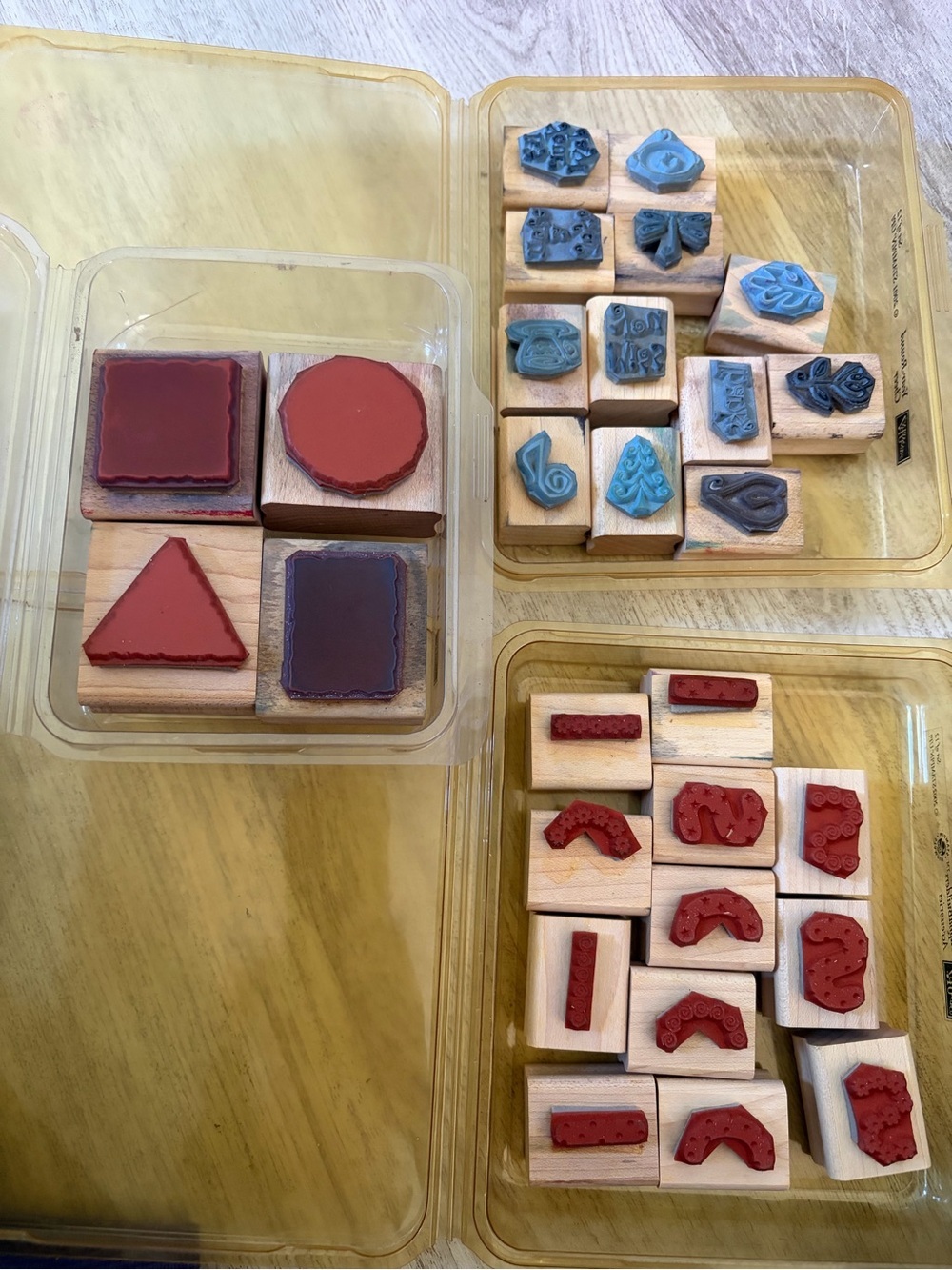 Stampin' Up! 3 Wooden Stamp Sets small shapes, alphabuilders accessories etc - Picture 2 of 4